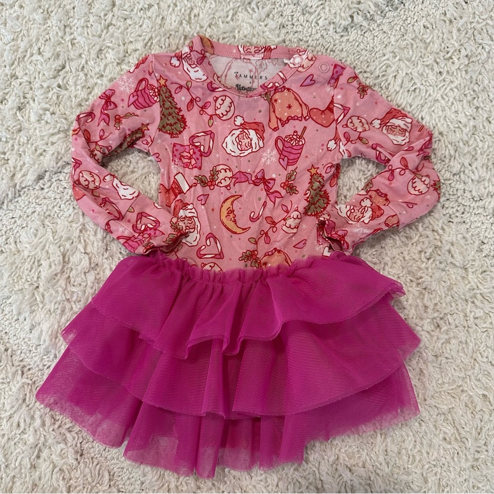 In My Jammers Pink Christmas Doodle Dreams Tutu Bodysuit IMJ x Bre Sheppard